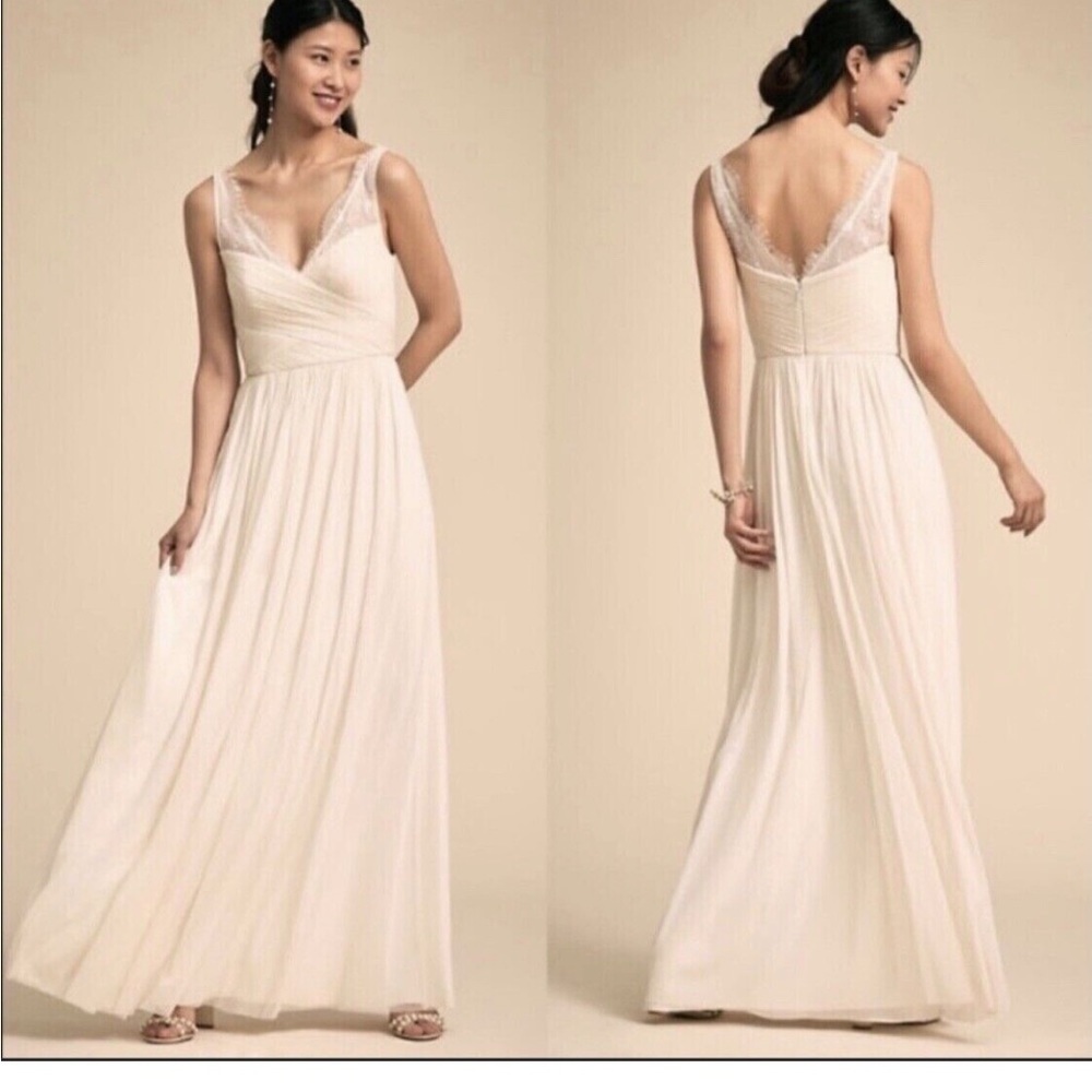 Anthropologie BHLDN Hitherto pink sleeveless dress with lace overlay trim size 6